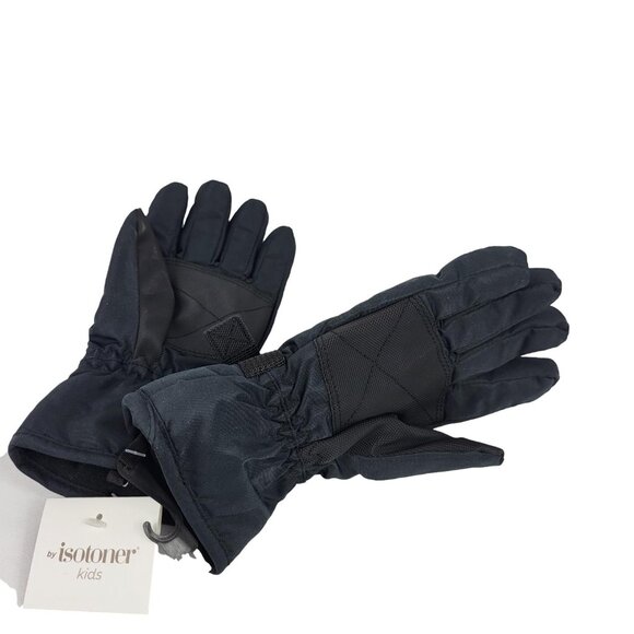 isotoner Kids Waterproof Winter Gloves Fleece Lining Black Small Medium New - Picture 2 of 6